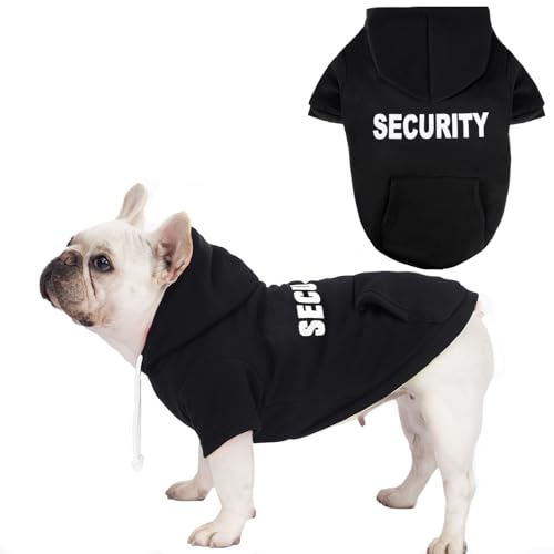 Dog Basic Hoodie Soft Dog Clothes Cold Weather Sweaters for Medium Large Dogs Cozy Fabric Warm Sweatshirt with Leash Hole for Boys (Security / L (Back: 20.47",Chest: 28.35",20-35lbs))