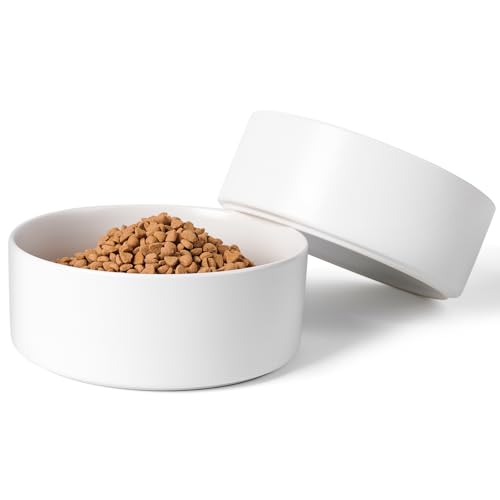 Ceramic Dog Bowls Replacement Set of 2 (White Replacement Bowl / 7.6 Cups | 2 Pack | For Large Dogs)