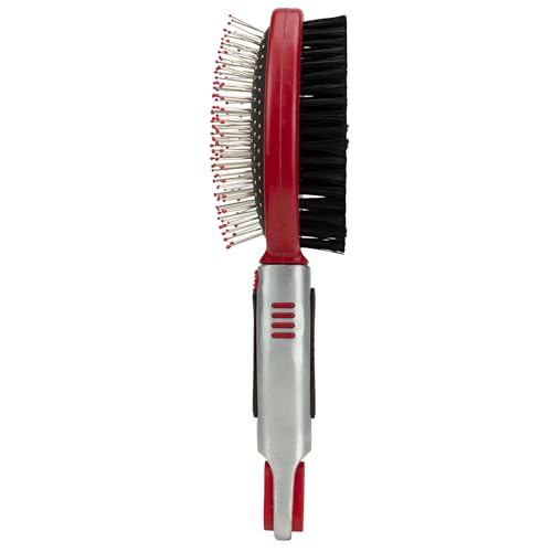 for Dogs Double (Red - Double Sided Bristle & Pin Brush / 1 Count (Pack of 1))