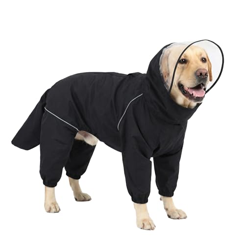 Dog Raincoat for Medium Large Dogs (Black for Girl / X-Large)