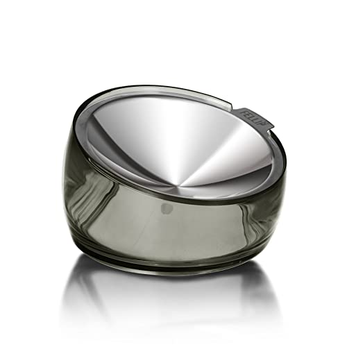 Oblik Elevated Cat Bowl Removable Stainless Steel Wide Dish for Dry Wet Food Feeding & Dishwasher Clean (Smoky / 0.5 Cups Shallow Dish)