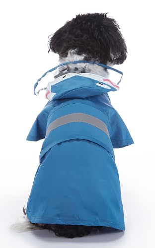 Dog Raincoat Hooded Reflective Waterproof Slicker Poncho (Shark 2 / 3XL(33-38 pound))