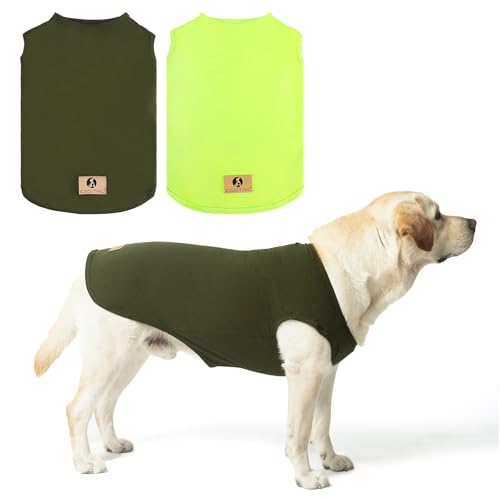 Large Dog Clothes for Boy Girl (Green & Light Green / XX-Large(Chest 28", Back 22"))
