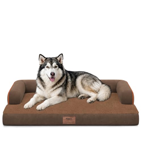 XXL Orthopedic Waterproof Dog Bed with Bolster for Extra Large Dogs (45.0"L x 35.0"W x 8.0"Th / Coffee)