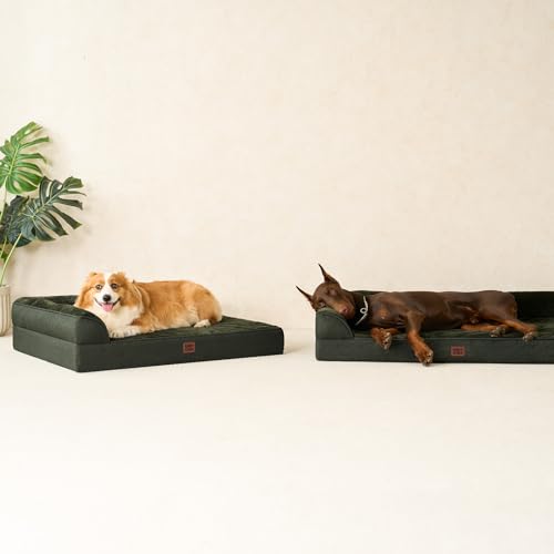 XL Dog Bed Memory Foam for Crate (Dark Green / 41.0"L x 27.0"W x 6.5"Th)