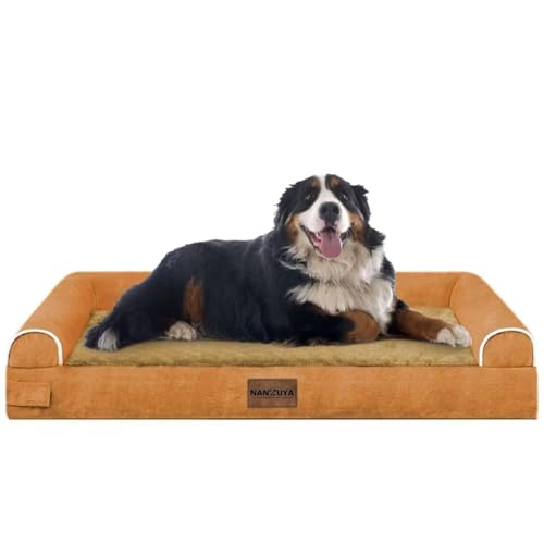 Orthopedic Dog Bed for Jumbo Dogs (Orange / 53.0"L x 42.0"W x 6.5"Th)