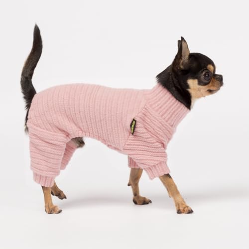 Turtleneck Knitted Dog Sweater Puppy Pajamas Thermal Doggie Winter Clothes Knitwear Pet Coats Cat Apparel Pink Medium (Medium / Pink)