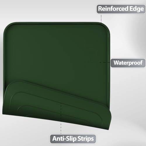 Silicone Dog Cat Food Mat Extra Thick Raised Edge (Dark Olive / 20"L x 14"W)