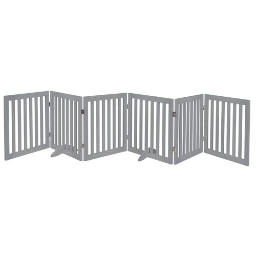 120" Extra Wide Pet Gate and Pet Playpen Combination for Dog Cat (Gray / 120"W×24"H)