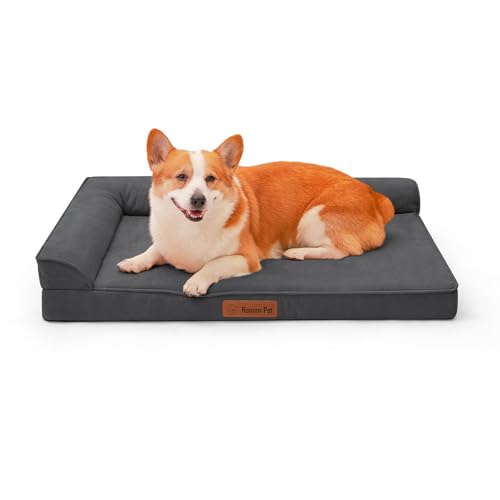 Microsuede Dog Bed for Small & Medium Dogs (Microsuede Style-Dark Grey / L(36"x27"x3"))