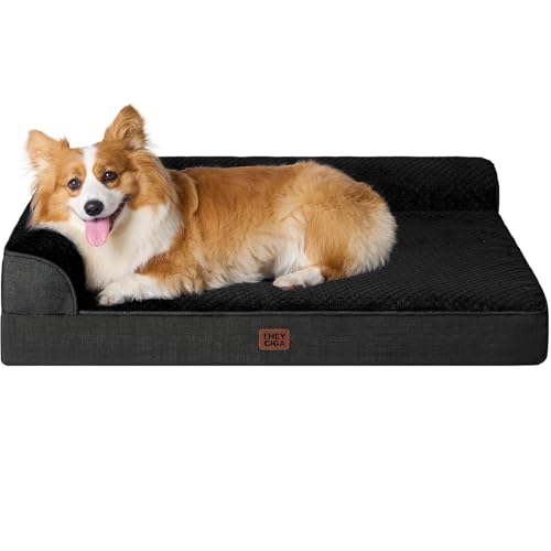 Large Dog Bed Memory Foam for Crate (Black / 35.0"L x 22.0"W x 6"Th)