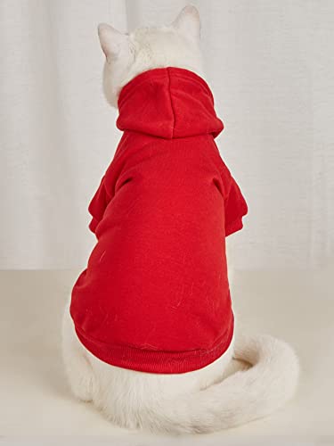 Basic Dog Hoodie Sweatshirt Puppy Sweater Warm Cat Costumes Pet Clothes for Chihuahua Puppy Kitten Small Medium Dogs Red Small (Small / Red)