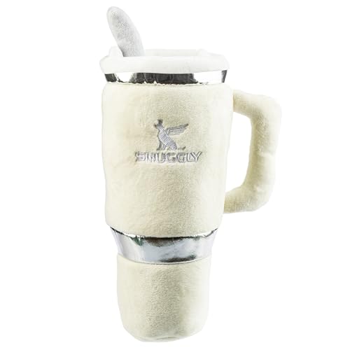 Snuggly Cup Plush Dog Toy Tumbler Parody Stuffed Chew Toy (Snuggly Cup (Ivory))