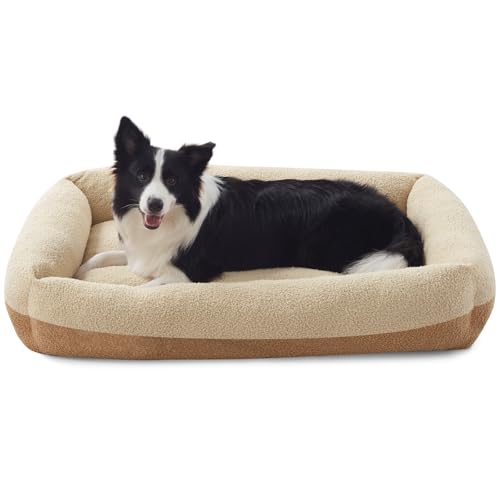 Dog Bed Large Sized Dogs (Beige / L(36''x27''x8''))