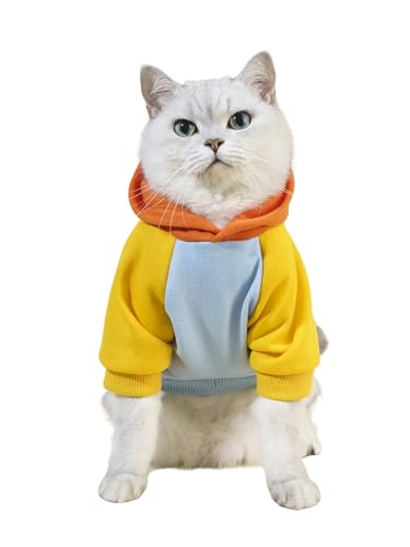 Basic Dog Hoodie Sweatshirt Puppy Sweater Warm Cat Costumes Pet Clothes for Chihuahua Puppy Kitten Small Medium Dogs Orange and Blue X (X-Small / Orange and Blue)