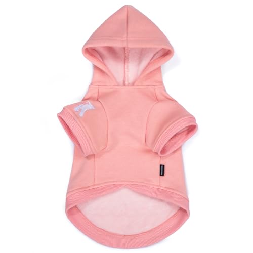 Dog Hoodie Fleece Warm Sweater with Pocket (5XL-(50~77lb) | Chest(~35") / Pink)