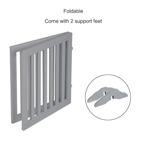 24”H Free Standing Pet Gate for Dog Cat (Gray / 40"W×24"H)