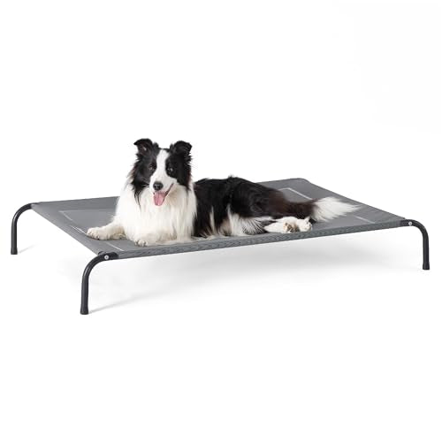 Outdoor Elevated Cooling Dog Bed Large Sized Dog (Grey / 49"L x 31.5"W x 8"Th)