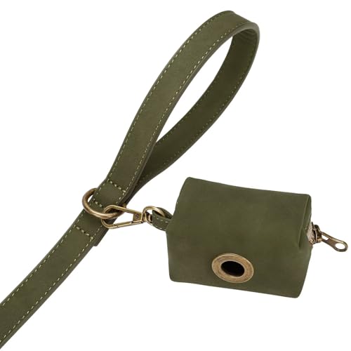 PU Leather Dog Leash for Small Dogs (Dark Green / 5/8''x 5FT)