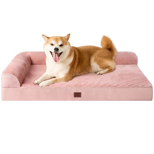 Memory Foam Dog Bed Large Size Dogs (Pink / 36.0"L x 27.0"W x 6"Th)