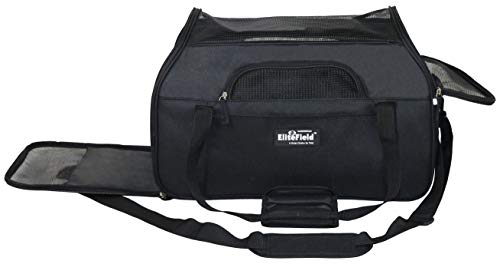 Soft Sided Pet Carrier for Cats & Small Dogs (17.0"L x 9.0"W x 12.0"H / Black)
