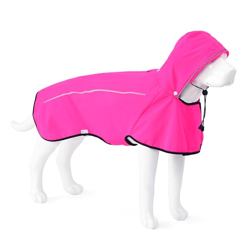 Dog Raincoat Adjustable Waterproof Pet Rain Jacket (Hot Pink / Large)