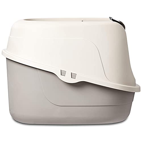 No Mess Hooded Enclosed Cat Litter Box with Odor Control and Swinging Door (Standard (Pack of 1))