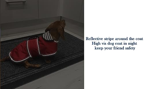 Dog Raincoat Corgi rain Coat pet Waterproof Jacket fit for Corgi Weiner Wide Body Long Back Breeds with Reflective Stripe Great Coverage red M (Medium / Red)