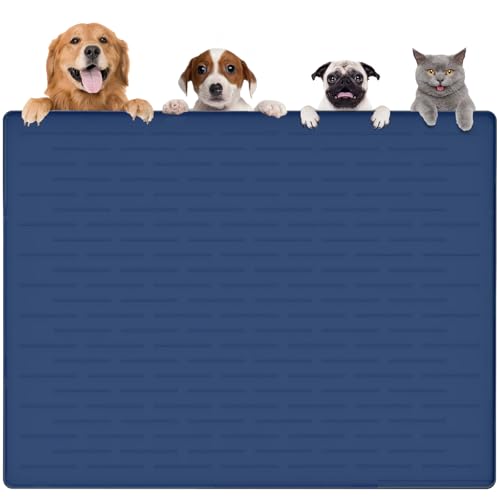 Largest Dog Food Mat (Dark Blue / 48"L x 32"W)