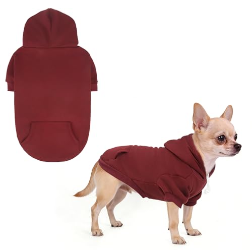 Dog Hoodie for Large Medium Small Dogs (Deep Red / Small)