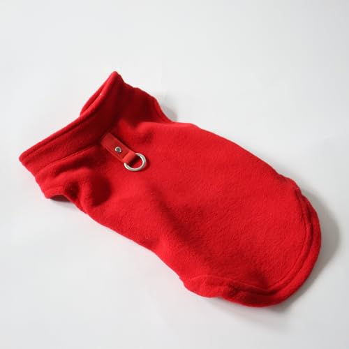 Dog Fleece Vest Sweater with Leash Ring (M (6-10lbs) / Red)