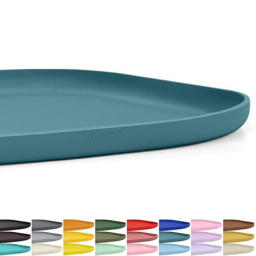 Waterproof Silicone Pet Food Mat with Raised Edge for Dog & Cat (Slate Blue / 12"L x 12"W)