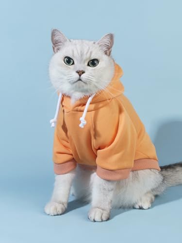Basic Dog Hoodie Sweatshirt Puppy Sweater Warm Cat Costumes Pet Clothes for Chihuahua Puppy Kitten Small Medium Dogs Orange Medium (Medium / Orange)
