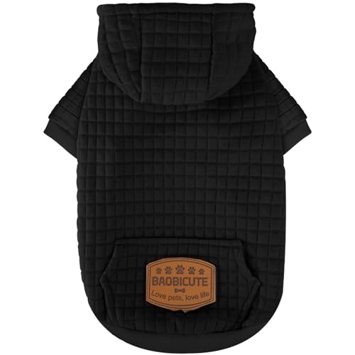 1 Pack Dog Hoodie Sweaters for Small Medium Dogs Warm Dog Clothes for Large Dogs Soft Waffle (Black / M (Back: 15.5",Chest: 21.6", 26-35lbs))
