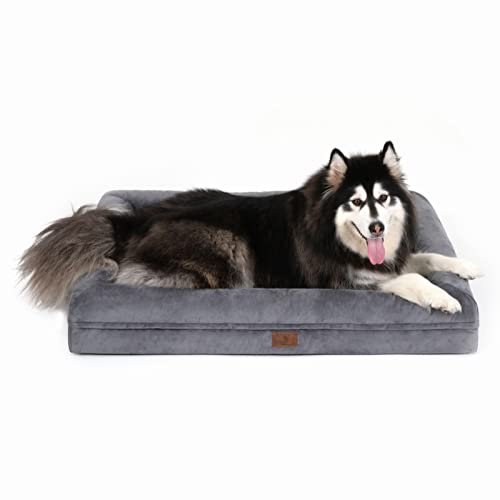 XL Orthopedic Waterproof Dog Bed for Extra Large Size Dogs (Dark Grey / 45.0"L x 35.0"W x 7.5"Th)