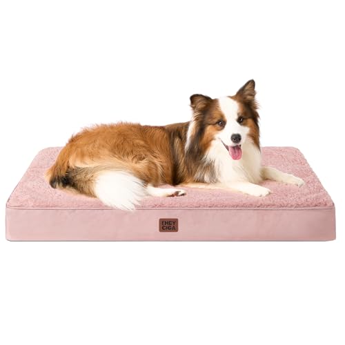 Orthopedic Dog Bed Large with Removable Washable Cover (41*27*3.5 inches / Pink)