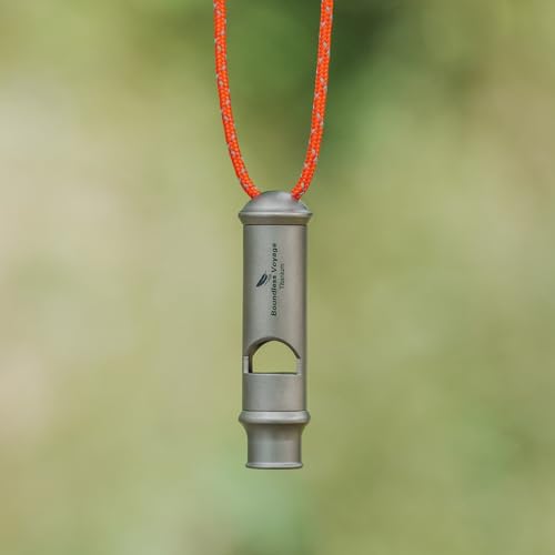 Titanium Whistle Emergency Survival Safety Whistles with Lanyard Loud for Outdoor Camping Hiking Coaches Training Sports Keychain Whistle (1 PCS - Ti9019)