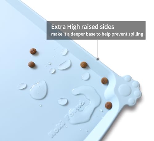 Large Silicone Pet Food Mats Tray (24" x 16" / Frost)