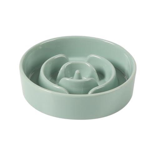 Ceramic Slow Feeder Dog Bowls (Light Green)