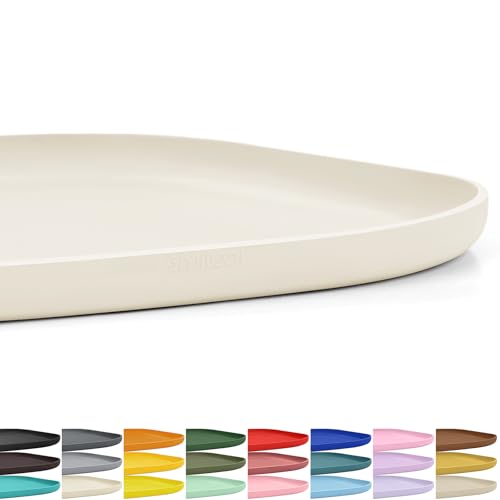 Waterproof Silicone Pet Food Mat with Raised Edge for Dog & Cat (White Sand / 12"L x 12"W)