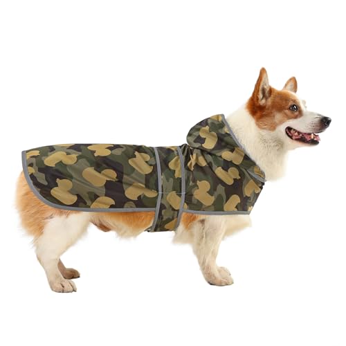 Dog Raincoat Waterproof Dog Rain Jacket with Hood (Camo Ducks / Large)