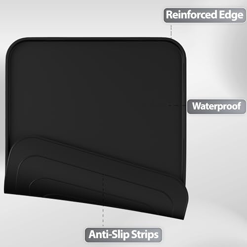 Silicone Dog Cat Food Mat Extra Thick Raised Edge (Black / 24"L x 16"W)