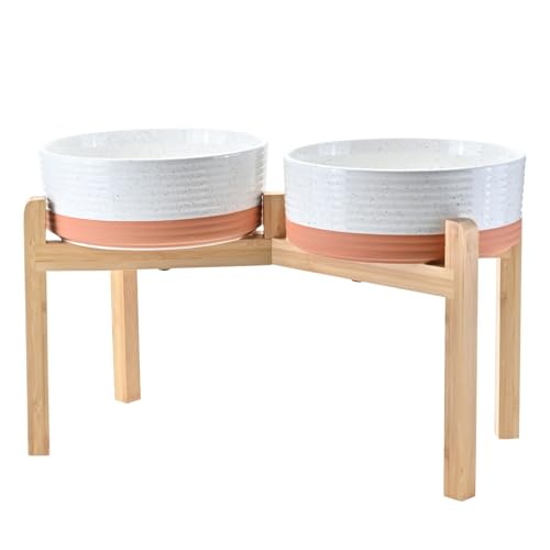 Elevated Dog Bowls Ceramic (8.3 in - 7.6 cups / Pattern White)