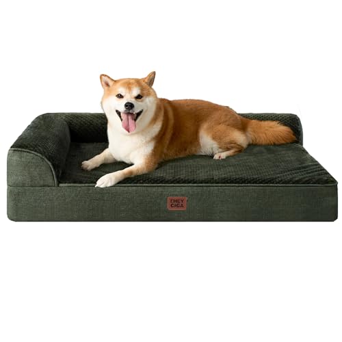 Memory Foam Dog Bed Large Size Dogs (Dark Green / 36.0"L x 27.0"W x 6"Th)