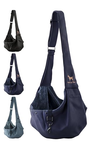 Dog Sling Carrier for Small Dogs 3 (Navy Blue / 15.0"L x 6.0"W x 5.5"H)