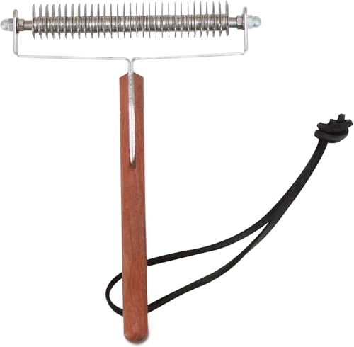 Triple Wide Dematting Undercoat Grooming Rake Stripper Tool for Horses (30 Blade Heavy Coat / Brown)