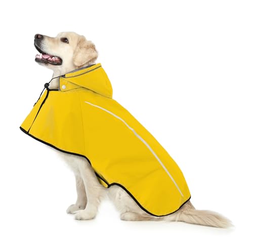 Dog Raincoat Adjustable Waterproof Pet Rain Jacket (Yellow / Small)