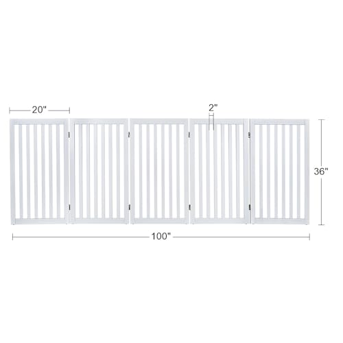 36”H Free Standing Pet Gate for Dog Cat (White / 100"W×36"H)