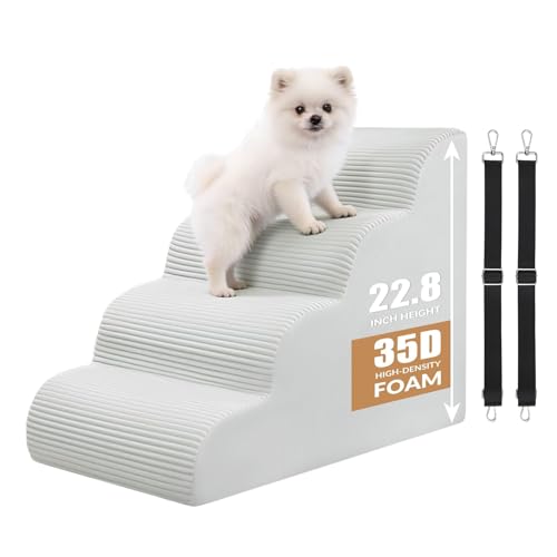 Dog Stairs for Bed Up to 24" H (Beige / 4-Steps)