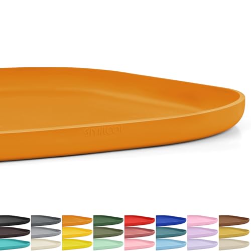 Waterproof Silicone Pet Food Mat with Raised Edge for Dog & Cat (Orange / 12"L x 12"W)